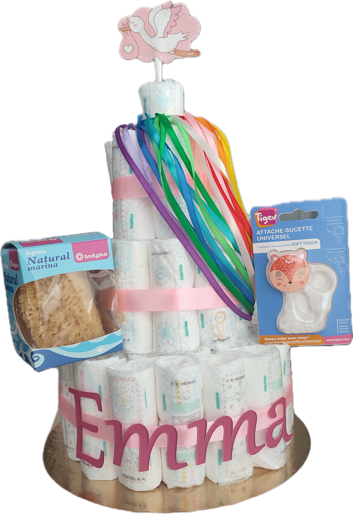 🍼 Tarta de Pañales Personalizada - Edición Cigüeña